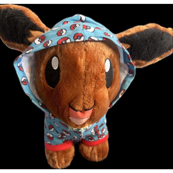 Pokemon EVEY plush Build a bear with Pokeball hoodie LR - Picture 1 of 4